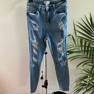 Distressed High-Rise Jeans